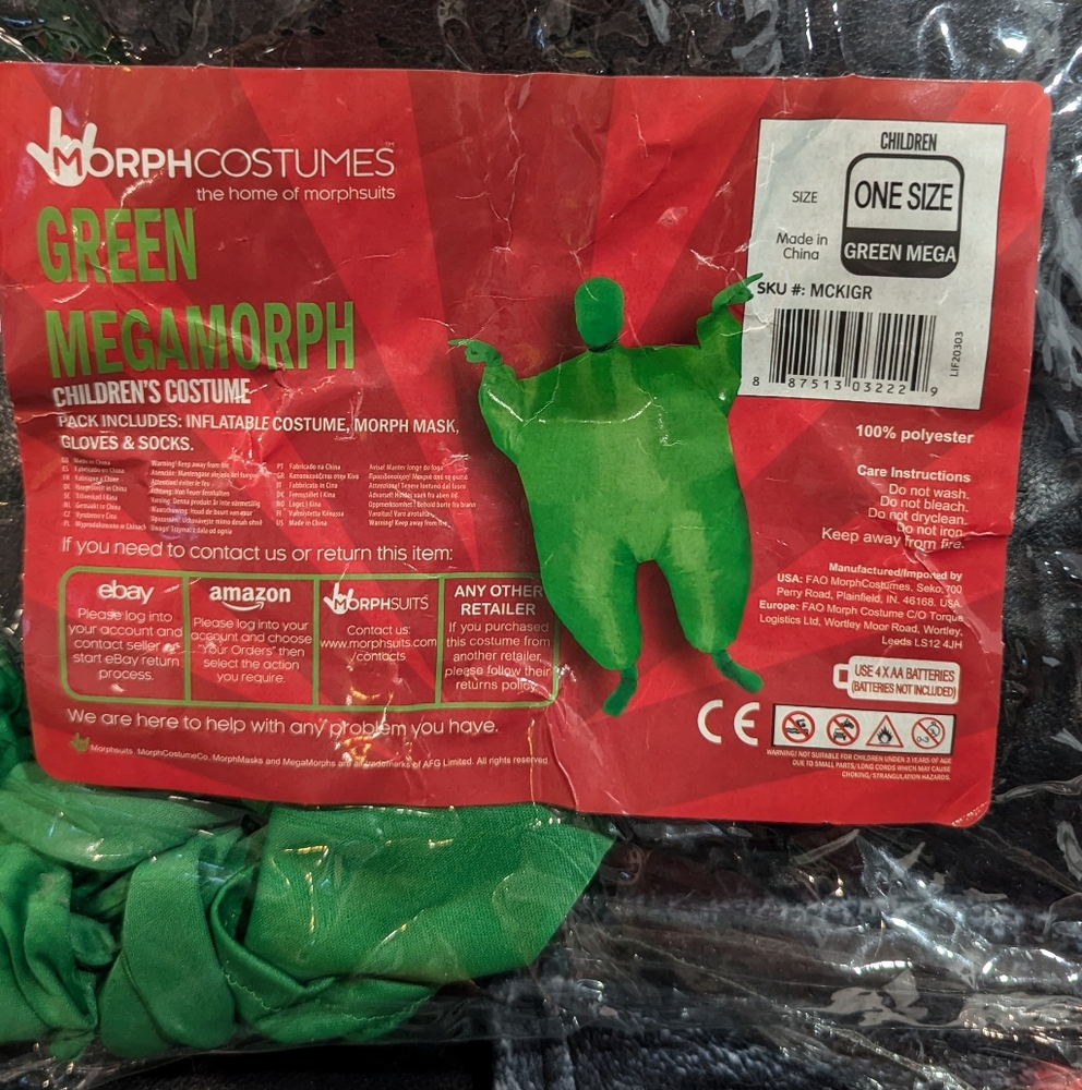 Child's green megamorph costume